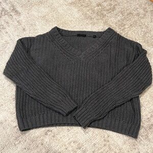 ATM Cropped V-neck Sweater